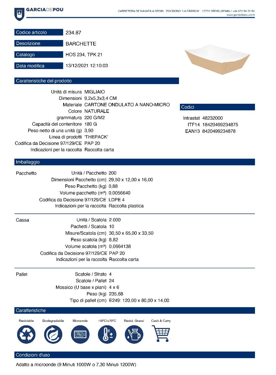 Scheda tecnica del prodotto in PDF