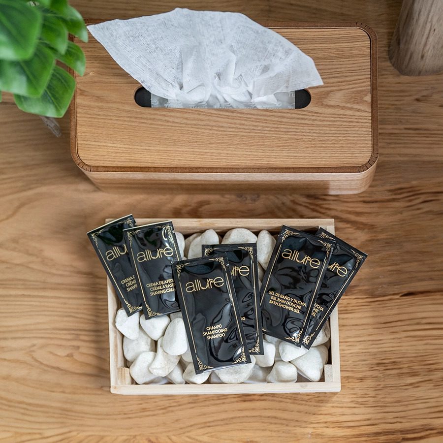 Bustine di gel e shampoo per hotel